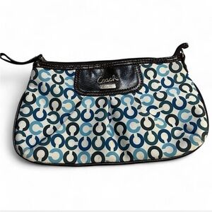 VINTAGE! Coach Poppy ‘C’ Monogram Wristlet- Blue/Teal/Black